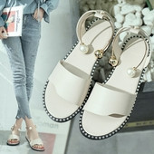 Дамски сандали от еко кожа с метална каишка около глезена