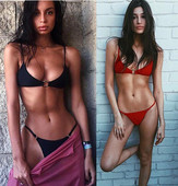 Női fürdőruha két részből - erős szabású, piros és fekete színben