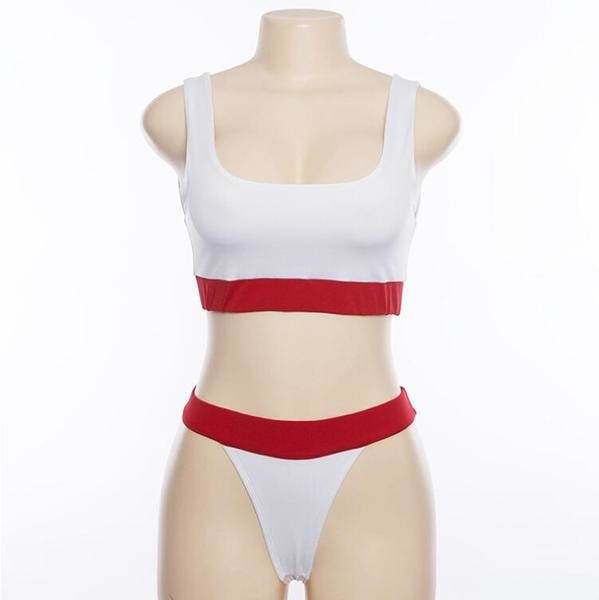 Modern stílusos női fürdőruha két részből, széles pántokkal