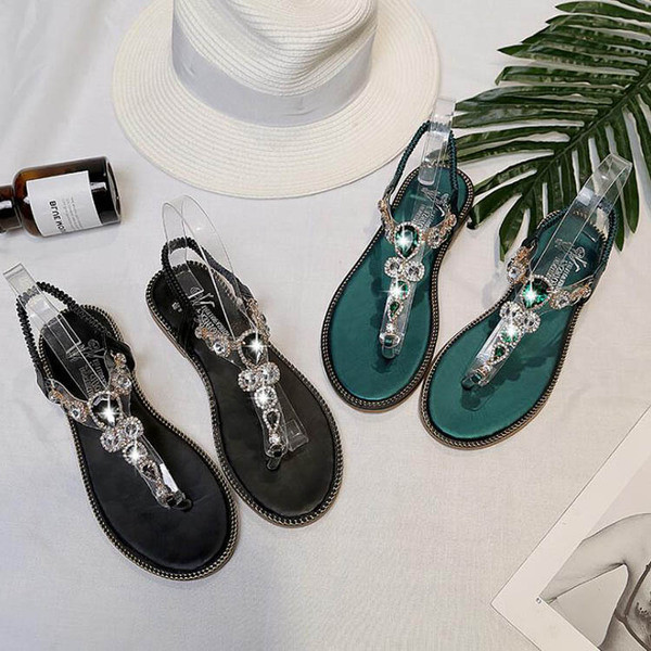 Alkalmi női szandál két színben díszítő kövekkel