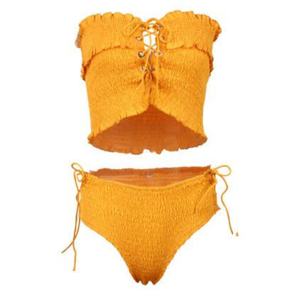 Kétrészes női fürdőruha magas derékú bikinivel és rövid ujjú felsővel