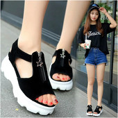 Női alkalmi velúr szandál cipzárral és fém elemekkel