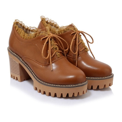 Pantofi dama casual cu platforma cu toc gros in trei culori