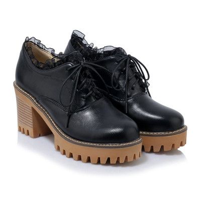 Pantofi dama casual cu platforma cu toc gros in trei culori