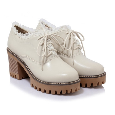 Pantofi dama casual cu platforma cu toc gros in trei culori