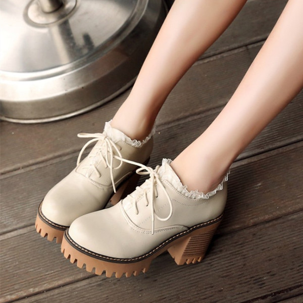 Pantofi dama casual cu platforma cu toc gros in trei culori