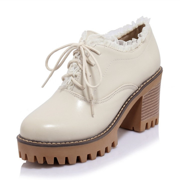 Pantofi dama casual cu platforma cu toc gros in trei culori