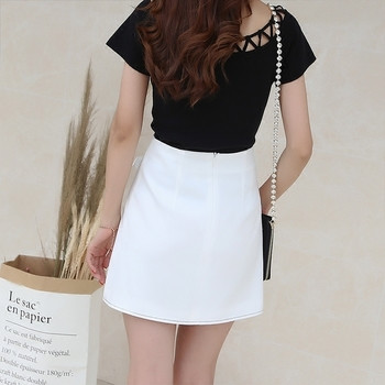 Stílusos női szoknya magas derékkal, fehér és fekete színben