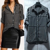 Női hosszú csíkos ing széles modell görgős ujjakkal