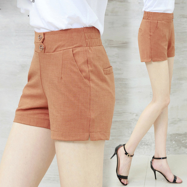 Női magas derekú elasztikus rövidnadrág három színben