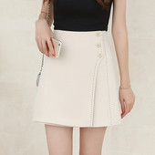 Stílusos női szoknya gomb díszítéssel három színben