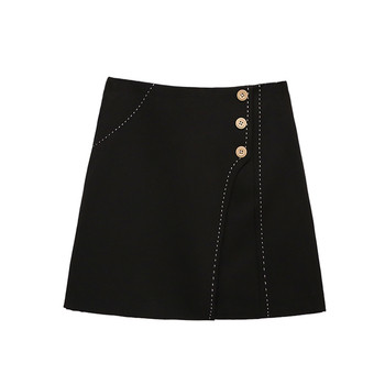 Stílusos női szoknya gomb díszítéssel három színben