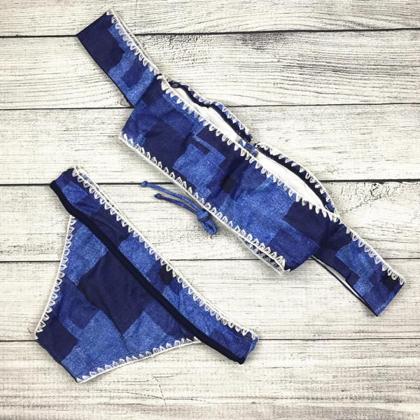 Stílusos női fürdőruha kék színben, rövid ujjal