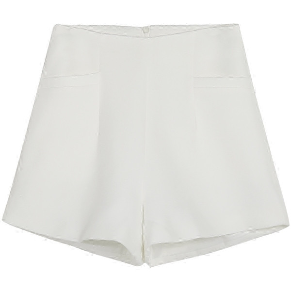 Stílusos női, magas derekú rövidnadrág egyenes zsebekkel, három színben