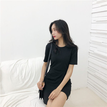 Alkalmi női ruha rövid ujjal, sima modell barna és fekete színben