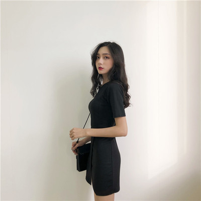 Alkalmi női ruha rövid ujjal, sima modell barna és fekete színben