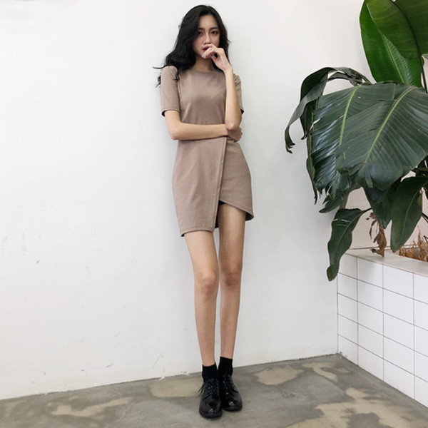 Alkalmi női ruha rövid ujjal, sima modell barna és fekete színben