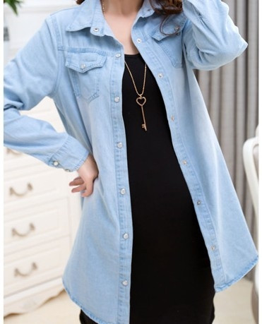 Női hosszú farmer ing görgős ujjakkal, két színben