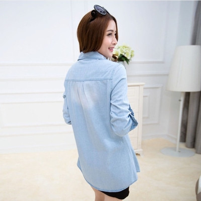 Női hosszú farmer ing görgős ujjakkal, két színben