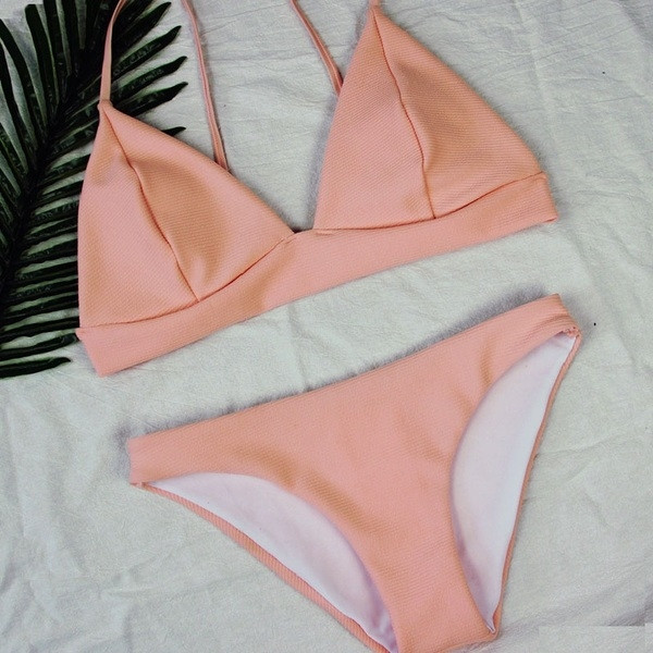 Finom női fürdőruha két részből, rózsaszín színben