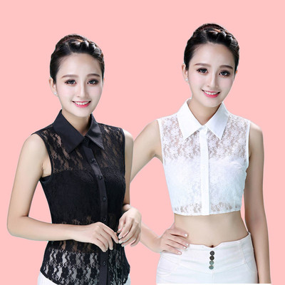Γυναικείο διαφανή πουκάμισο σε δύο σχέδια μικρού μήκους σε μαύρο και άσπρο χρώμα