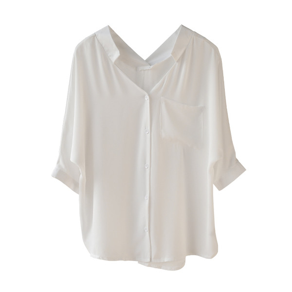 Női nyári ing széles modell három színben elülső zsebbel