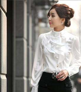 Stílusos női ing több színben, magas gallérral, fátyollal