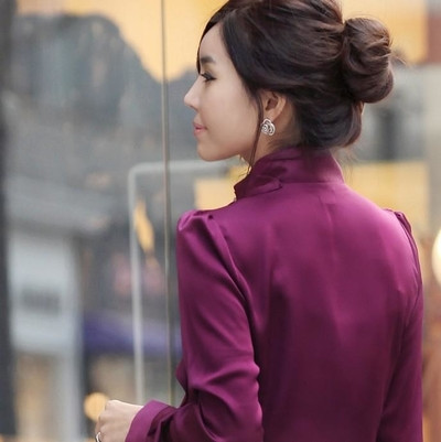 Stílusos női ing több színben, magas gallérral, fátyollal