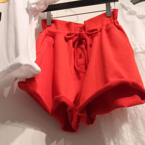 Női pamut rövidnadrág nyakkendővel, három színben