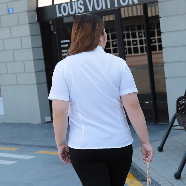 Női sima ing rövid ujjal, fehér színben