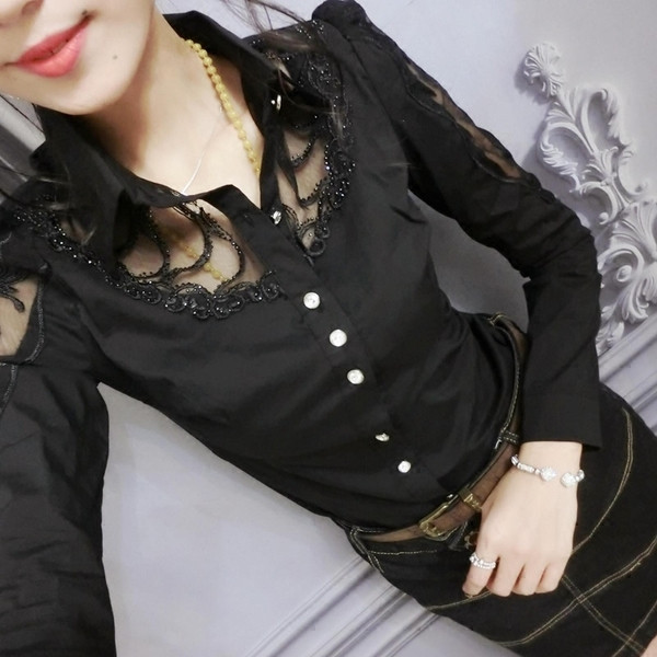 Дамска стилна риза с дантела и бродерия в няколко модела