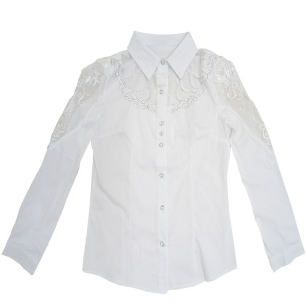 Дамска стилна риза с дантела и бродерия в няколко модела