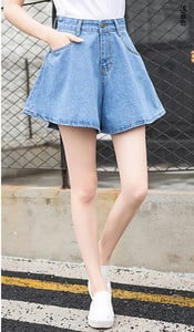 Γυναικείο σορτς τζιν  σε στυλ ρετρό με υψηλή μέση σε διάφορα χρώματα