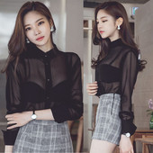 Σέξυ γυναικείο πουκάμισο σε μαύρο χρώμα