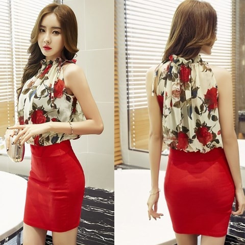 Елегантна дамска рокля с флорален мотив