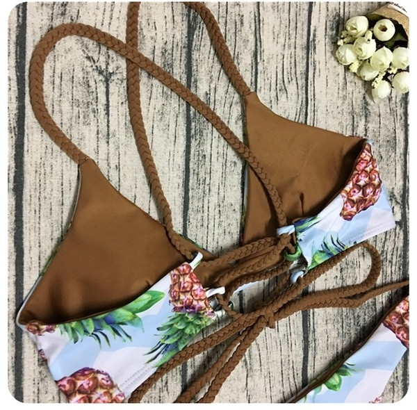 Costum de baie casual dama cu sireturi imprimate