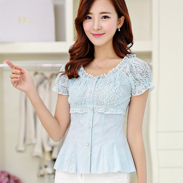 Дамска риза в няколко цвята с дантела