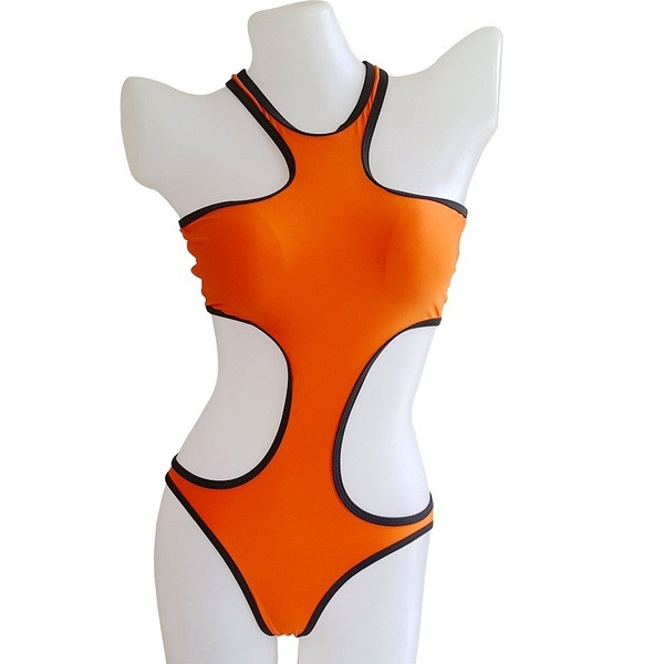 Női teljes fürdőruha - erősen narancssárga szabású
