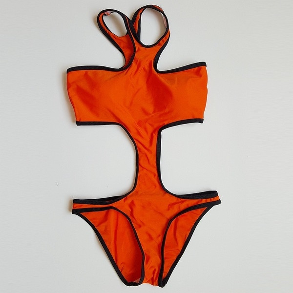 Női teljes fürdőruha - erősen narancssárga szabású