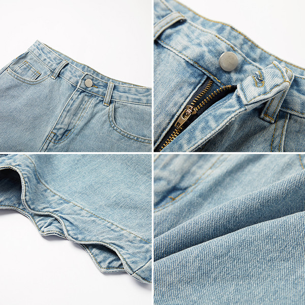 Női farmer rövidnadrág fürtökkel