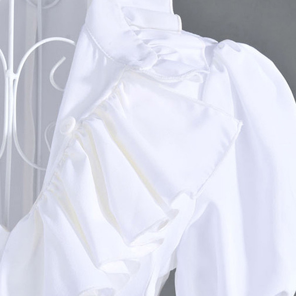 V-nyakú, fodrokkal ellátott nyári női ing, két színben