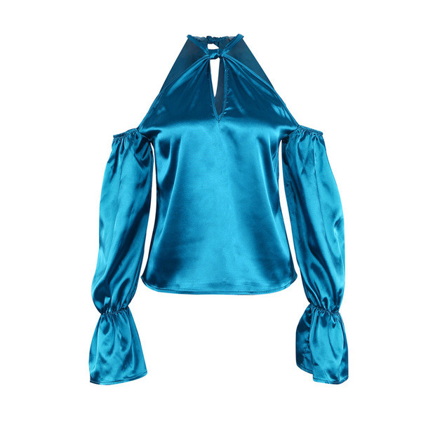 Női blúz nyitott vállú, kivágott ujjakkal