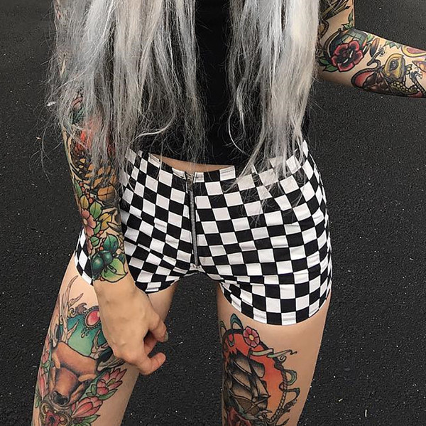 Sakk női rövidnadrág magas derékkal, cipzárral