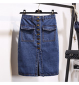 Stílusos női farmerszoknya, magas derékkal