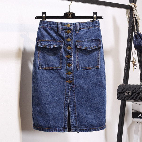 Stílusos női farmerszoknya, magas derékkal