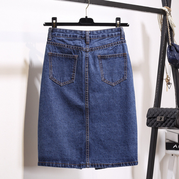 Stílusos női farmerszoknya, magas derékkal