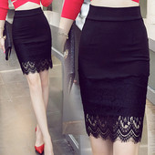 Fusta de dama eleganta cu dantela in negru