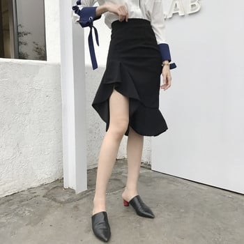 Aszimmetrikus hosszúságú női szoknya fekete színben