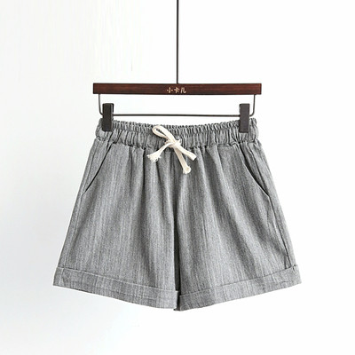 Pamut széles női rövidnadrág magas derékkal, gumírozással, több színben megkötővel