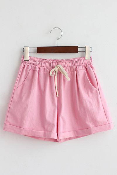 Pamut széles női rövidnadrág magas derékkal, gumírozással, több színben megkötővel